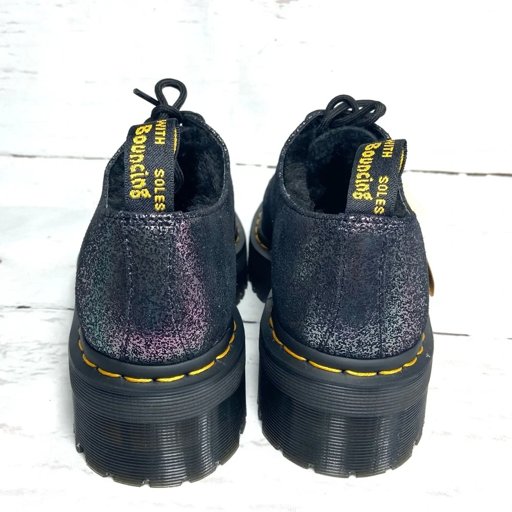 Dr Martens Shoes Women’s 10 Black 1461 Quad FL Platform Oxford‎ Glitter
